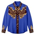 thumbnail image 4 of xfsWaSs Men's Western Cowboy Shirts Retro Print Western Shirt Long Sleeve Cowboy Collared Button Down Tops Casual Blouses Festival Party Shirts, 4 of 4