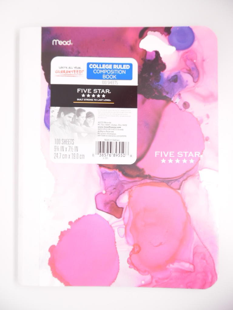 Mead Five Star Composition Notebook College Ruled 100 Sheets Pink Lava