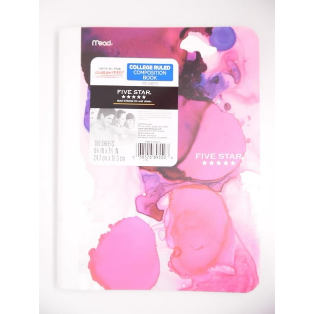 Mead Five Star Composition Notebook College Ruled 100 Sheets Pink Lava