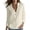 Beige, variant on Jaunzuar Linen Tops for Women V Neck Button Solid Color Long Sleeve Shirts Loose Work Casual Tops L