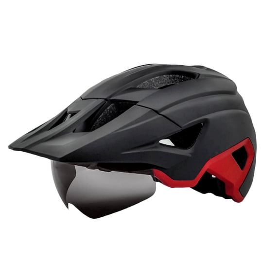 Mirov Adult bicycle helmet with visor and goggles, USB-rechargeable light, suitable for adult men and women (Size L)