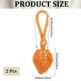 thumbnail image 2 of 1set 2pcs Handmade Macrame Leaf Curtain Tiebacks Wooden Bead Clutch Curtain Holdback for Home Wall Drapes Window Decoration Dark Orange 400x130mm, 2 of 6
