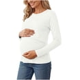 thumbnail image 2 of SBYOJLPB Maternity Tops for Women Solid Color Long Sleeve Round Neck Leisure Pregnancy Clothes Top, 2 of 9