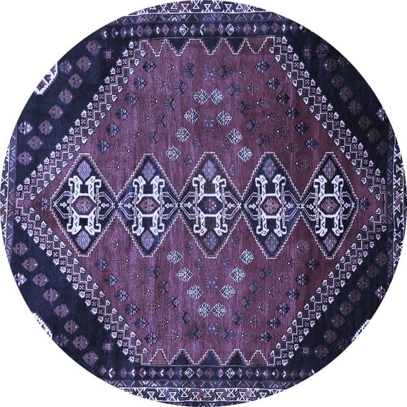 Ahgly Company Machine Washable Indoor Round Persian Blue Traditional Area Rugs, 3' Round
