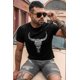 thumbnail image 2 of ABPHQTO Camiseta de manga corta ajustada con estampado de cabeza de vaca y letras negras para hombre, 2 of 5
