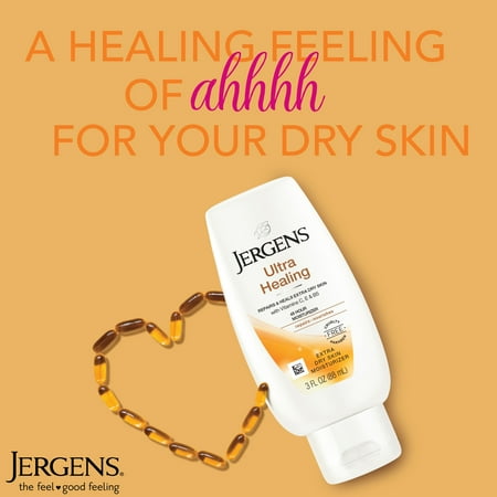 Jergens Ultra Healing Hand And Body Lotion Dry Skin Moisturizer, Vitamins C, E, B5, 3 Oz