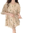thumbnail image 3 of Pijama de mujer de verano con burbujas y arrugas, manga corta, pantalones cortos, cárdigan, ropa de hogar dulce, traje de dos piezas de moda, 3 of 5