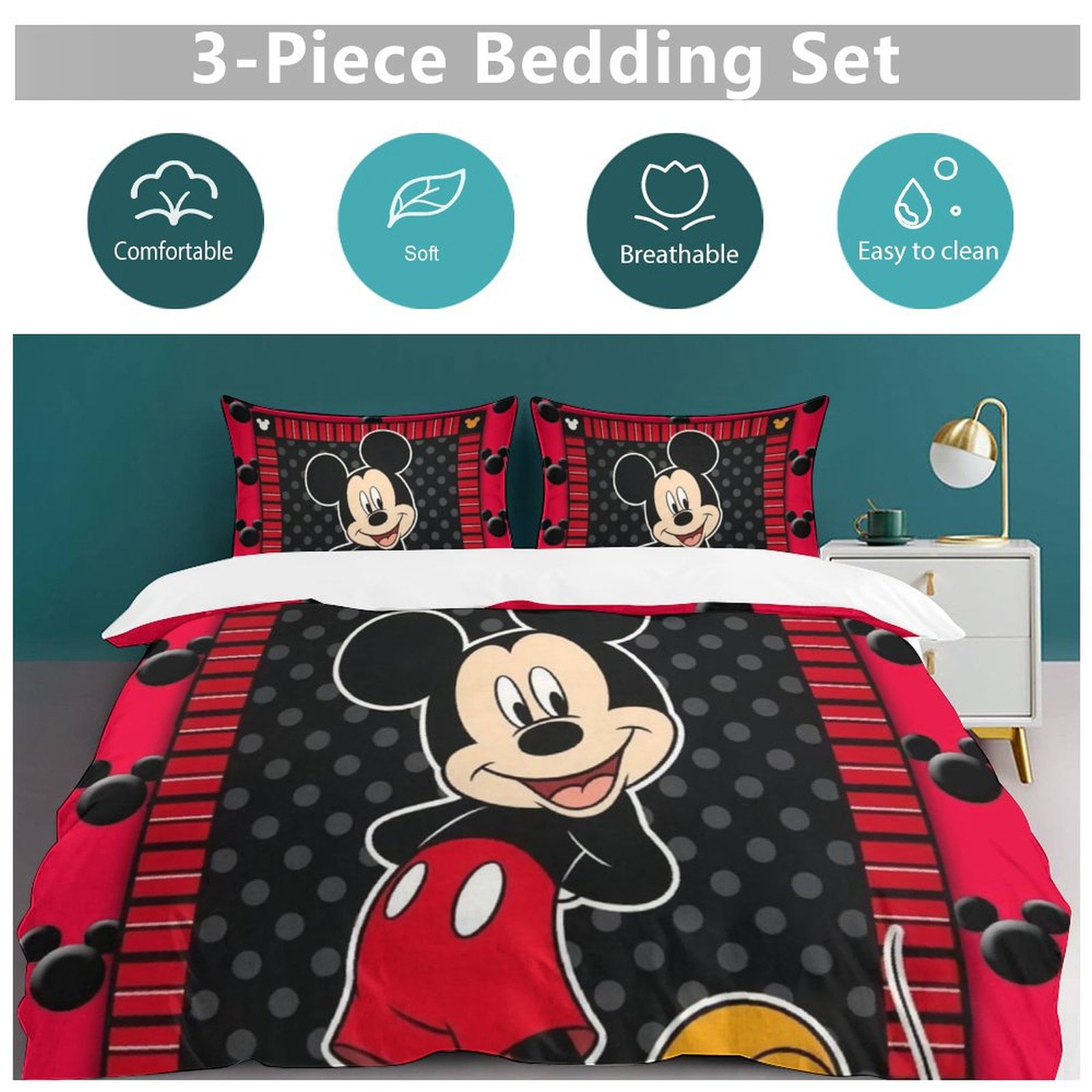 Cartoon 3-Piece Comforter Set, Personalized Bedding Decor for Kids And Teens (79"x90"+ 20 X 30in)