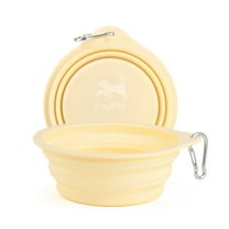 PoyPet Large Silicone Collapsible Dog Bowl 500 mL, Portable Water Bowl for Dogs Cats Pet Foldable Feeding Watering Dish for Traveling, Yellow