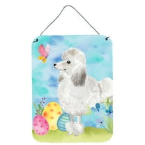 White Standard Poodle Easter Wall or Door Hanging Prints