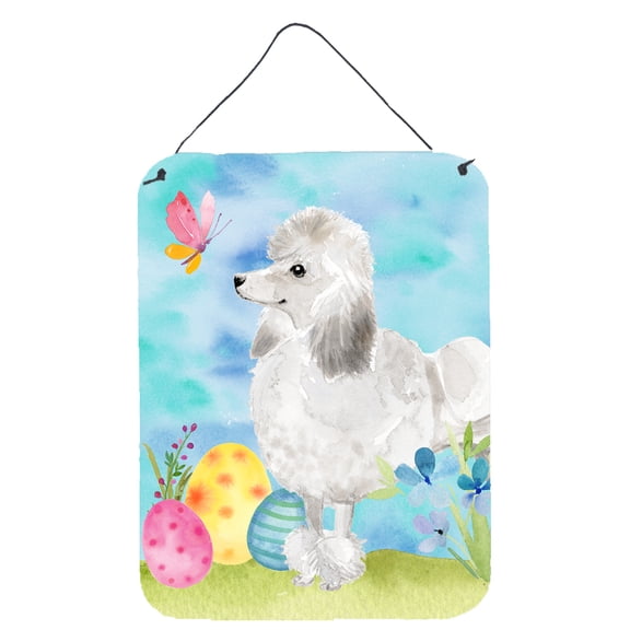 White Standard Poodle Easter Wall or Door Hanging Prints