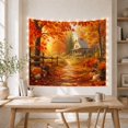 thumbnail image 5 of Autumn Forest Path with Rustic House and Pumpkins, Serene Vintage Scene for Nature Lovers, Canvas Print Art, Thanksgiving Gift Tapestry Wall Hanging for Living Room and Bedroom, 5 of 7