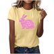 thumbnail image 1 of Mujeres Manga Corta de Verano Tops Pascua Impresa Cuello Redondo, Blusa de Moda Casual para la Primavera, 1 of 4