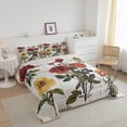 thumbnail image 3 of Erosebridal Floral Flower Bedding King Comforter Set,Red Golden Bedding Sets King with Comforter,Botanical Room Decorative,Reversible,Super Cozy,3 Pieces, 3 of 8