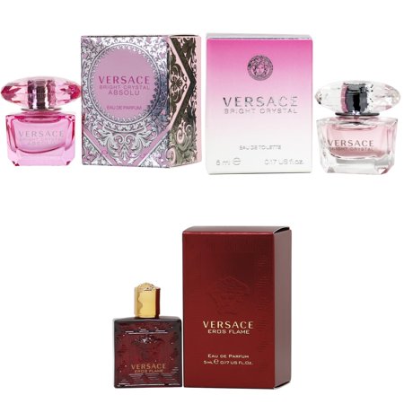 Versace Bright Crystal Absolu EDP, Bright Crystal EDT, Eros Flame EDP - 5ml 3PK Kit
