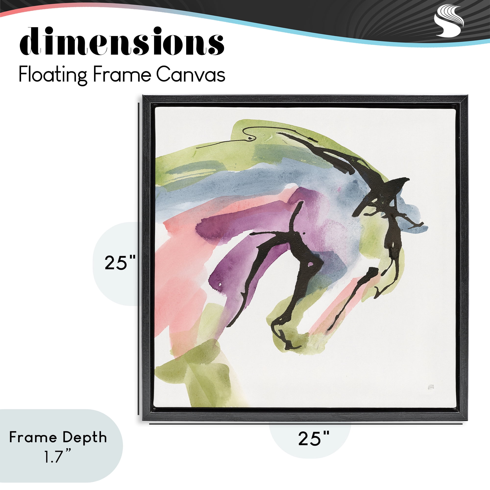 Stupell Industries Brushstroke Horse in Motion Black Framed Floater Canvas Wall Art, design by Chris Paschke