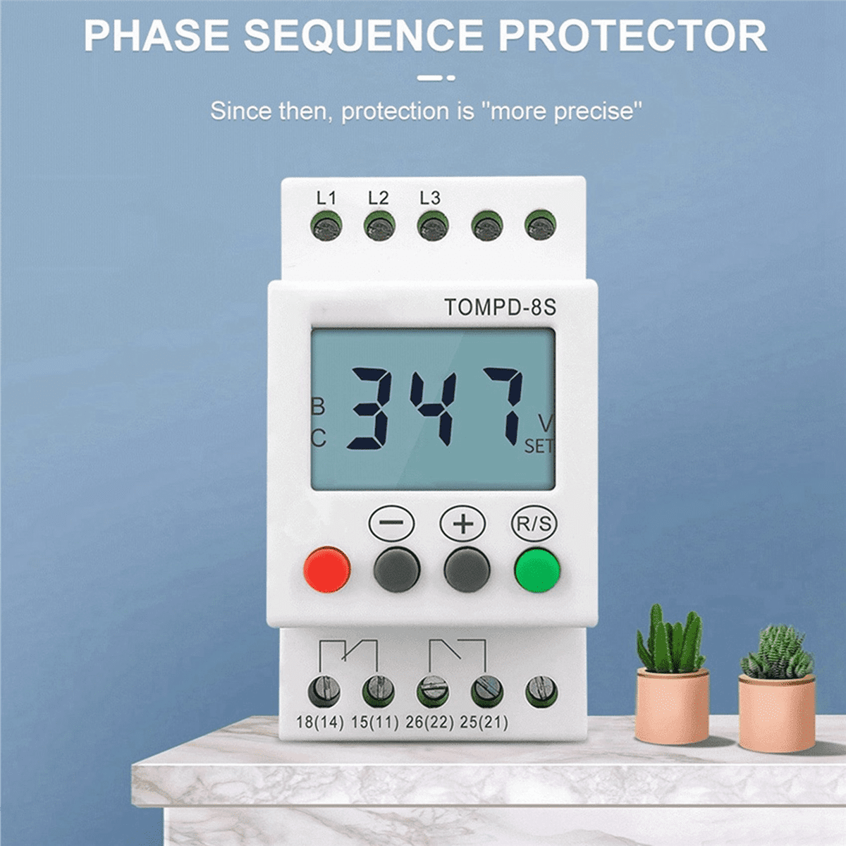 5X 3 Phase Din Rail Adjustable Under Over Voltage Protector Voltage Monitoring Sequence Protection Relay
