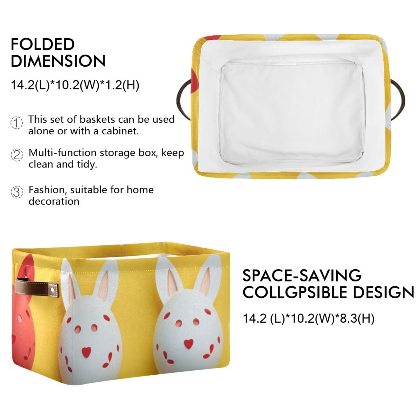 Easter Eggs Rabbit Ear Storage Bins Baskets With Handles Storage Box Clothes Organizer Organization Toys