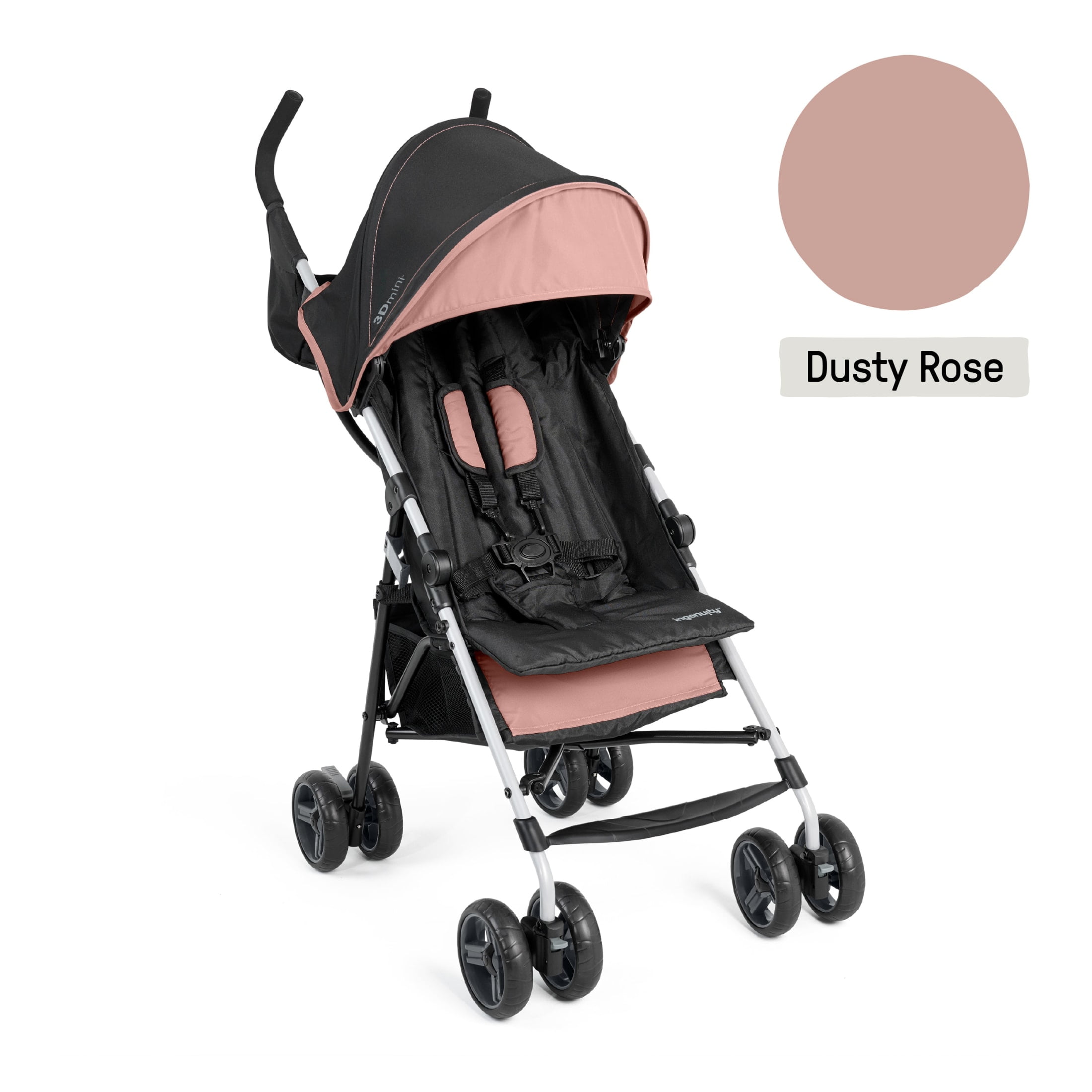 Ingenuity 3D Mini Convenience Stroller, Dusty Rose Pink, Toddler