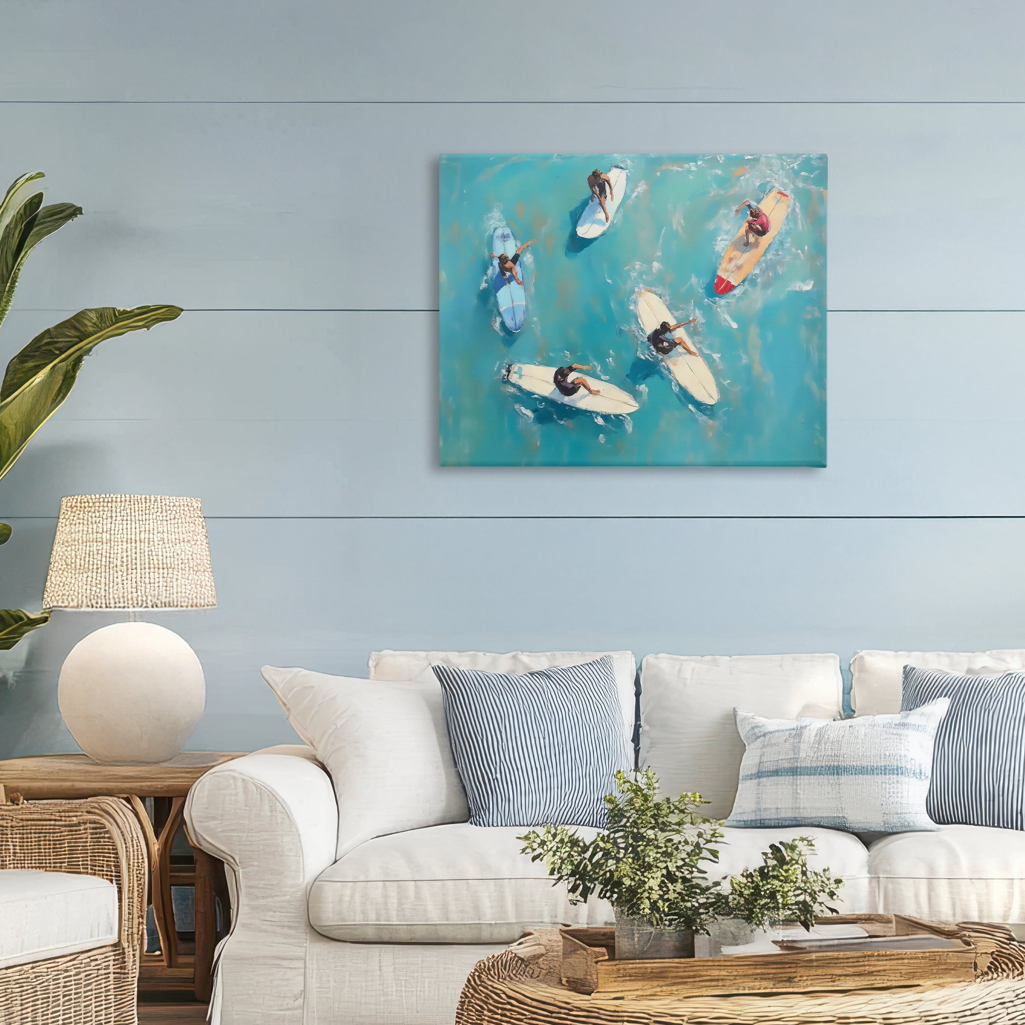 Stupell Industries Group of Surfers at Sea Canvas Wall Art, design by LSR Design Studio