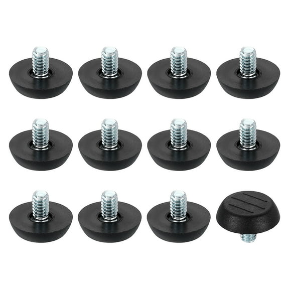 12Pack 1/4 Thread Furniture Feet Levelers, 23x10 Adjustable Leveling Screw, Black