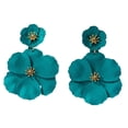 thumbnail image 4 of Flower Dangle Earrings Chic Layered Floral Metal Eardrop Drop Earrings for Party Green, 4 of 8