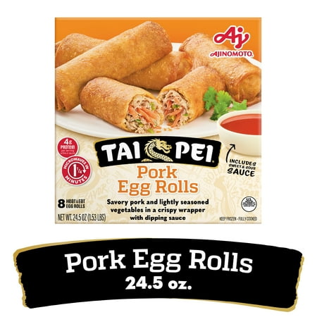 Tai Pei Pork Egg Rolls, Frozen Asian Appetizers, 8 Count, 24.5 oz