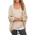 thumbnail image 1 of Women Long Sleeve Oversize Pullover Sweaters Casual Winter High-low Hemline Loose Soft Knitted Jumper Blouse Solic Color Tunic Shirts, 1 of 2
