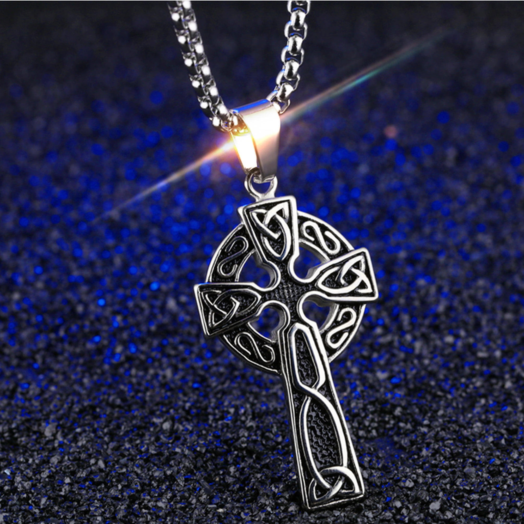 Men s Stainless Steel Large Celtic Cross Pendant Necklace