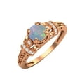 thumbnail image 2 of 5 MM Round Shape Natural Opal 925 Silver Rose Plated Valentines Day Gifts Blossom Design Ring, 2 of 4