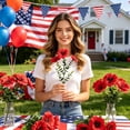 thumbnail image 5 of SLYNSHome 3Pcs Patriotic Faux Flower Bouquet, Red Artificial Poppy Blooms, For Independence Day, Vase, Table & Home Decor, 5 of 8