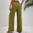thumbnail image 3 of 8QIDA Womens Casual Pants Elastic Waist Linen Fashion Women's Pants Solid Elastic Waist Trouser Pant High Waist Wide Leg Regular Fit Palazzo Pants with Pocket L, 3 of 8