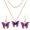 Purple, variant on SPRING PARK 2PCS Fashion Butterfly 2-layer Enamel Pendant Necklace Earrings Set Women Jewelry