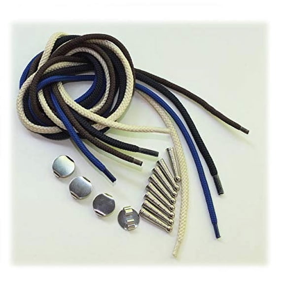 Blank Bolo Tie Parts Kit Assorted Cord Colors DIY Silver Tone Supplies for 4 Round Slide Textured Tips
