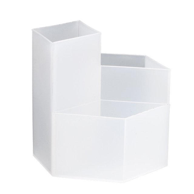 Portalápices de plástico para brochas de maquillaje, organizador de almacenamiento de brochas de cosméticos para baño, 3 compartimentos todo en uno