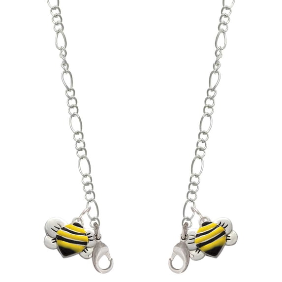Silvertone Large Enamel Bumble Bee Silvertone Face Mask Necklace