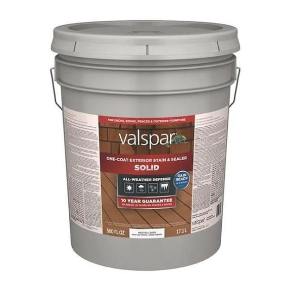 Plastik Valspar VL1028092-20 5 gal One-Coat Solid Stain & Sealer, Neutral Base