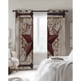 thumbnail image 3 of Country Star Blackout Curtains 96 Inch Length Vintage Dark Black Red Star Berry Beige Barn Gate Thermal Insulated Window Curtain Window Drapes 2 Panels for Bedroom Living Room 52"Wx96"L, 3 of 9