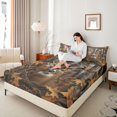 thumbnail image 3 of Castle Fairy Rustic Animal Deer King Sheets 4pcs,Fall Leaves Bedding,Brown Gray Orange,1 Fitted Sheet, 1 Flat Sheet and 2 Pillowcases, 3 of 6