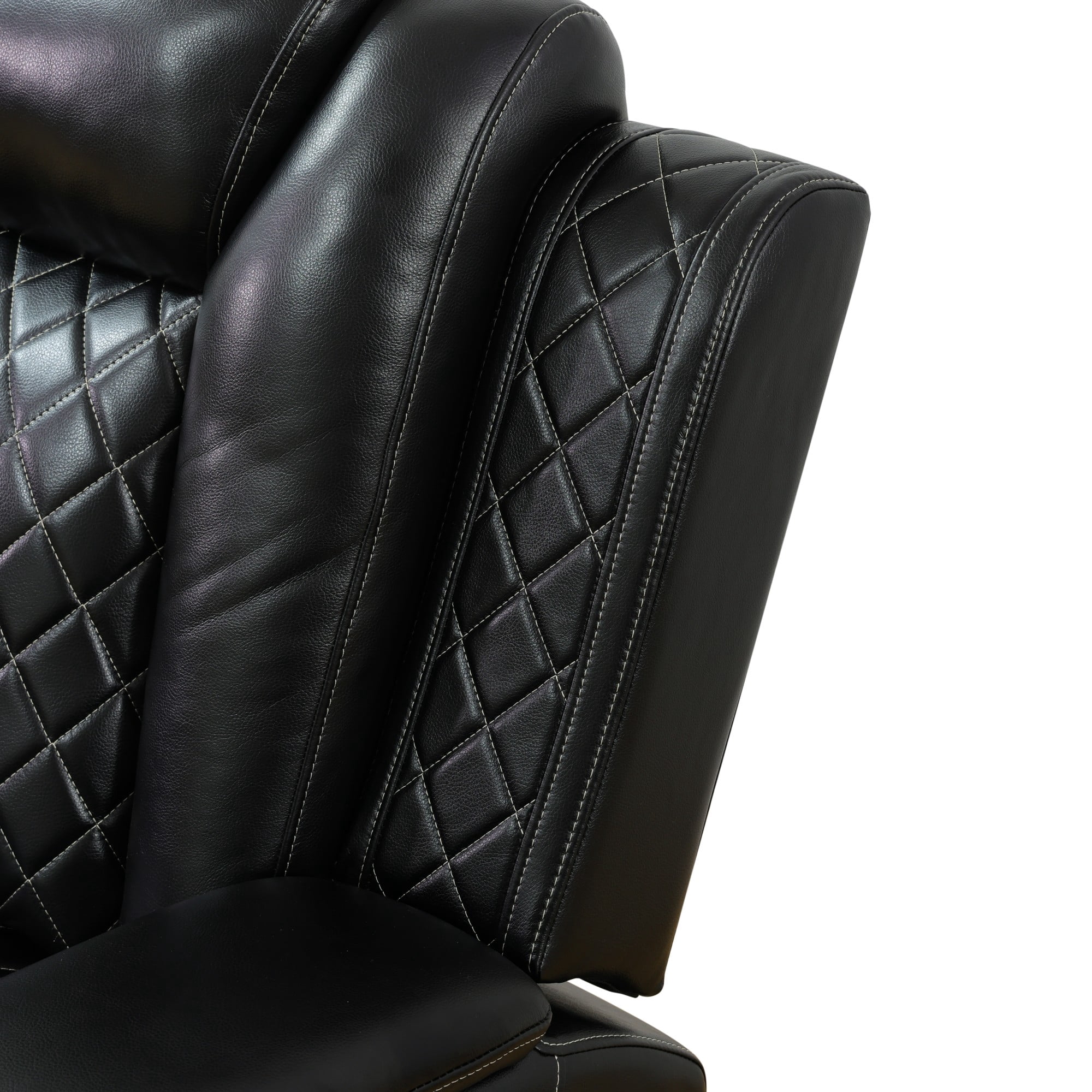 Gewnee 3-Seat Power Adjustable Sofa with One Recliner, Console & Cup Holders, Air Leather, Adjustable Reclining Angles, Suitable for Living Room, Black