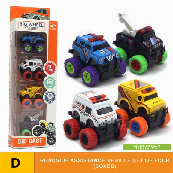 KYAIGUO 4PCS Kids Baby Car Toys Toddler Engineer Car Toys Alloy Metal Fire Truck Playset Police Vehicle Toys for Age 3