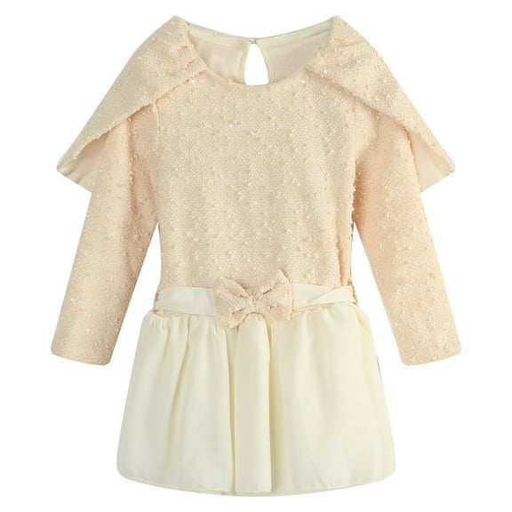 Richie House Girls' Girl Longleeve Dress With Shoulder Flaps RH1747