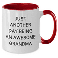 thumbnail image 2 of Funny Grandma Gifts from Family - Two Tone Coffee Mug with Quote 'Just Another Day Being An Awesome Grandma' for Mother's Day, 2 of 4
