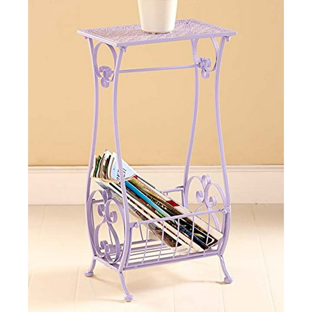 Lilac Metal Bathroom Table Stand Toilet Paper Holder Bar Towel Magazine