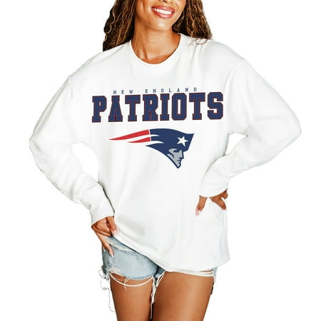Women's Gameday Couture White New England Patriots Big Goals Oversized Long Sleeve T-Shirt