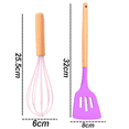 thumbnail image 2 of 2 Pc Kitchen Utensil Set, Easy to Clean Wooden Kitchen Utensils, Cooking Utensils for Nonstick CookwarePink + Lavender Purple, 2 of 5