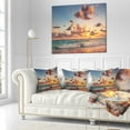 thumbnail image 2 of Designart Sunrise on Beach of Caribbean Sea - Beach Throw Pillow - 16x16, 2 of 4