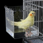 Qianli Bird Bathtub Hanging Bird Bath Bowl Transparent Acrylique Bird Bath House Bath House, Accessoire de Cage à Oiseaux avec Crochets pour Petits Oiseaux Finch, Perruche, Canari 12.8 * 11.3 * 13c