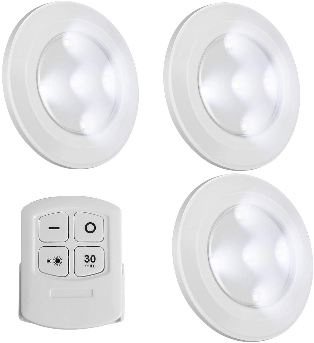 Wireless Dimmable Under Cabinet Lighting LED Puck Lights Lamps Battery Powered 
