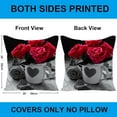 thumbnail image 2 of Housses de Coussin à Motif de Roses Noires et Rouges, Ensemble de 4, 20 X 20 Pouces, Imprimé Floral Vintage, Taies d'Oreiller Carrées Décoratives avec Fermeture Éclair Dissimulée pour Sofa, Canapé, Chambre, Salon, Déco, Beauté Intemporelle, 2 of 6